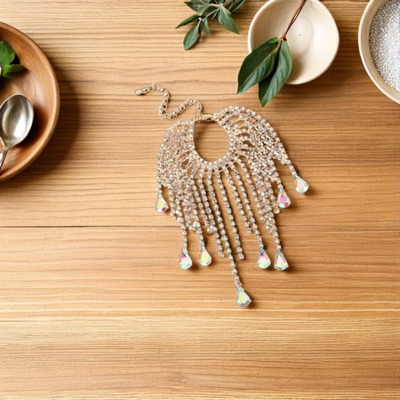 Milisten 2Pcs Elegant Golden Rhinestone Wine Bottle Tassel Pendant for Special Occasion Decoration