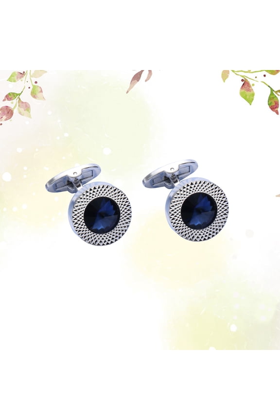 2Pcs Elegant Multi Color Crystal Sleeve Cufflinks Durable Shirt Cuff Buttons for Wedding and Office