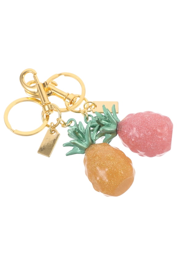 Cute Pineapple Keychain Assorted Color Alloy Resin Unique Fruit Design Versatile Use 2Pcs