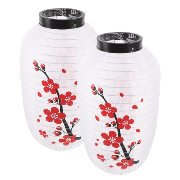 Milisten 2-Pack White Round Japanese Fabric Lanterns for Outdoor, Sushi Restaurant, Home Decor, Patio, Garden Lighting