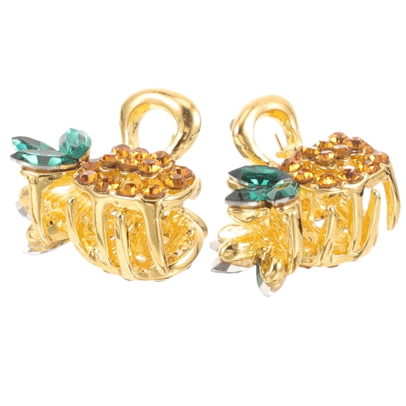 Milisten 2Pcs Metal Hair Pin Golden Alloy Pineapple Decor Headdress for Woman Party Use