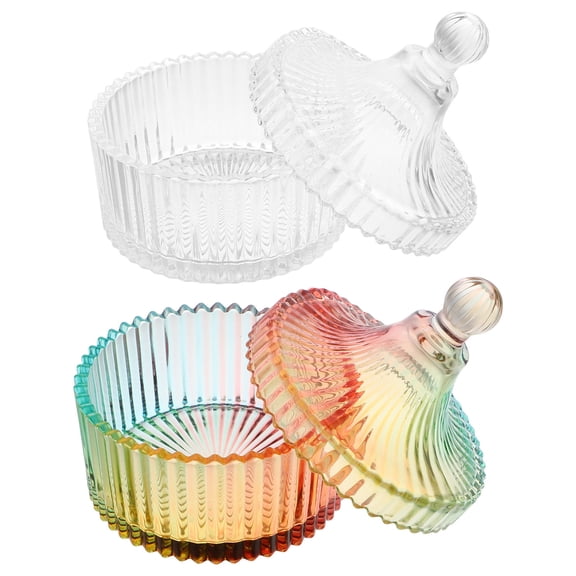 Milisten 2-Pack Portable Glass Powder Puff Holders Multifunctional Travel Makeup Organizer Case