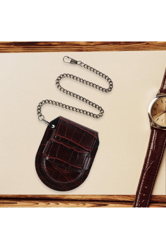 2Pcs Pocket Watch Holder PU Case Vintage Charm Protective Pouch with Chain Assorted