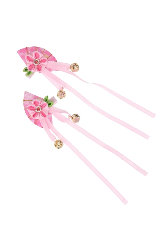 2Pcs Pink Cherry Blossom Fan Hair Clip Handmade Hair Accessories for Decoration with Elegant Design