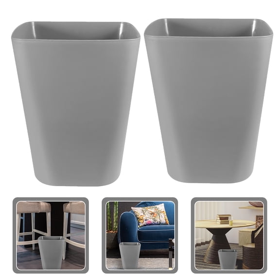 Milisten 2Pcs Waste Paper Basket Office Grey Plastic Easy to Clean Practical for Families