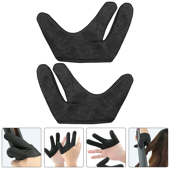 Milisten 2Pcs Hair Styling Gloves Heat Proof for Curling and Straightening Black