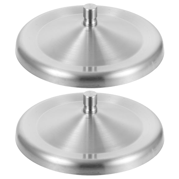 Milisten Round Lid Covers Mug Sealing Caps Silver Stainless Steel 2Pcs Airtight