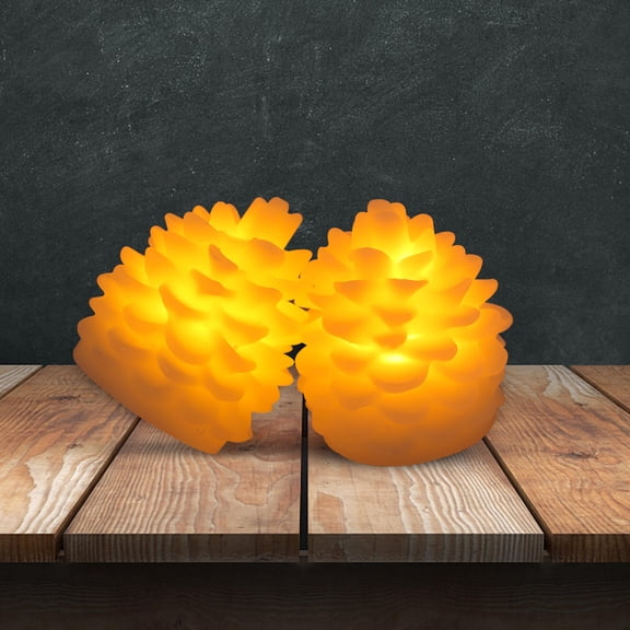 Milisten 2Pcs LED Lights Wax Candle Pinecone Lamp Warm Yellow Light for Parties