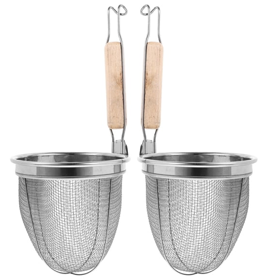 Milisten 2-Pack Fine Mesh Kitchen Strainers for Food Straining and Sifting, Stainless Steel Filters