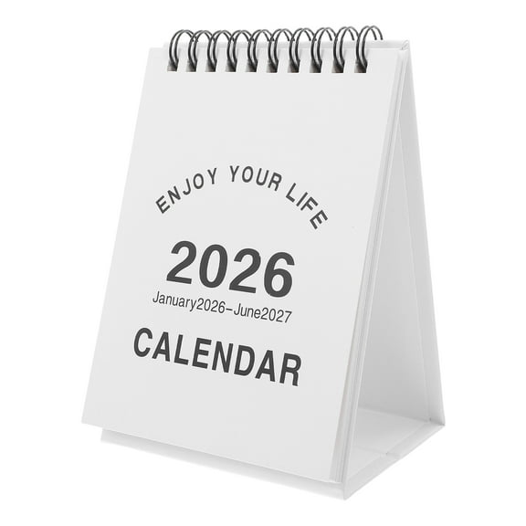 Milisten 2Pcs Spiral Standing Calendar 2026 White Small Desktop Planner for Office
