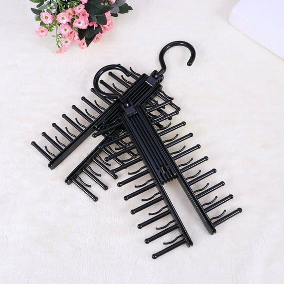 Milisten 2Pcs Black Metal Multi Hook Hanger Double Sided Space Saving Tie Hanger for Coats