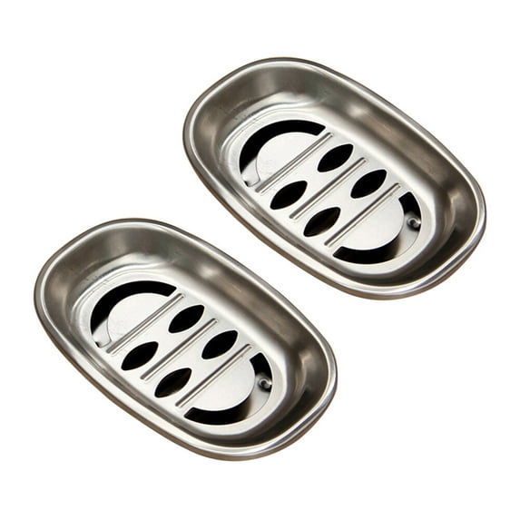Milisten 2-Pack Stainless Steel Soap Holders, Double Layer Drainage Design for Bathroom and Kitchen Use