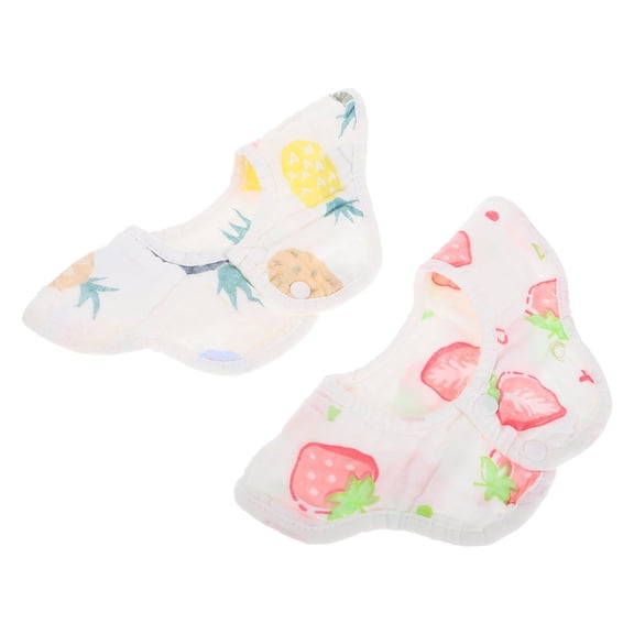 Milisten 2Pcs Strawberry Baby Cotton Muslin Bibs Double Layer Petal Feeding Aid for Infants