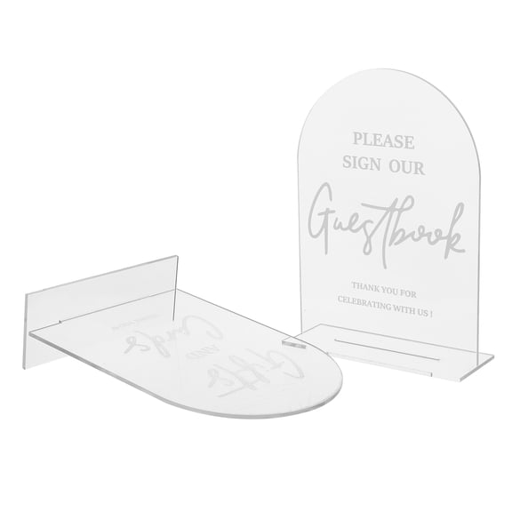 Milisten 2Pcs Transparent Acrylic Arch Wedding Table Sign for Reception Guest Book Decoration