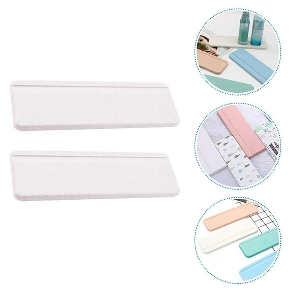Milisten 2Pcs Water Absorption Anti-Slip Mat for Bathroom Accessories Flat Design Diatomite 8.9X2.8X0.4In