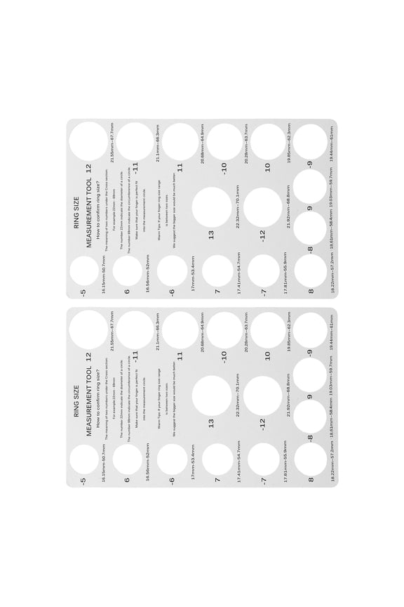 2Pcs White Ring Sizer Gauge for Precise Finger Size Measurement and Easy Reusable Use