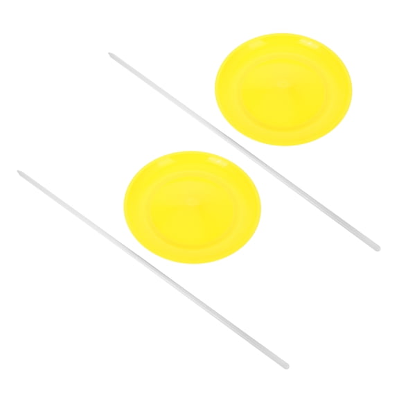 Milisten 2Pcs Yellow Juggling Discs with Sticks Lightweight Plastic Circus Performance Props