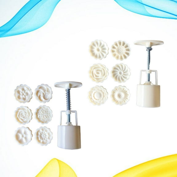 Milisten Mooncake Mold White ABS Hand-Pressure Mould for Baking 2Sets