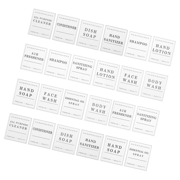 Milisten White Bathroom Bottle Labels, PVC Shower Stickers, 2 Sets for Organizing Toiletries