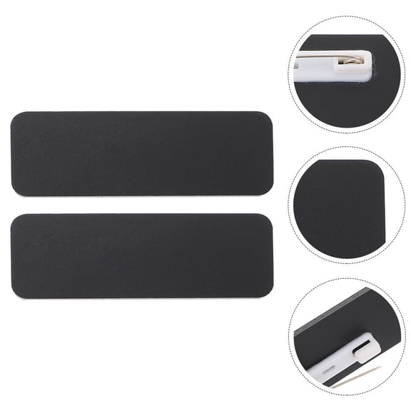 Milisten 2pcs Blank Plastic Name Badge for School and Office Black Pvc