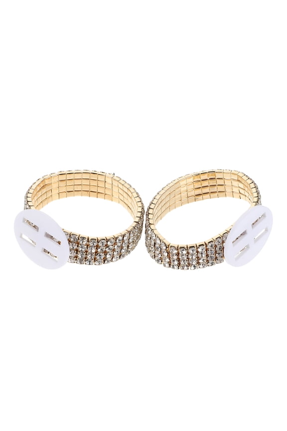 2pcs Golden Stretchy Corsage Wristlets for Women, Perfect for Wedding, Anniversary, Prom and Special Events