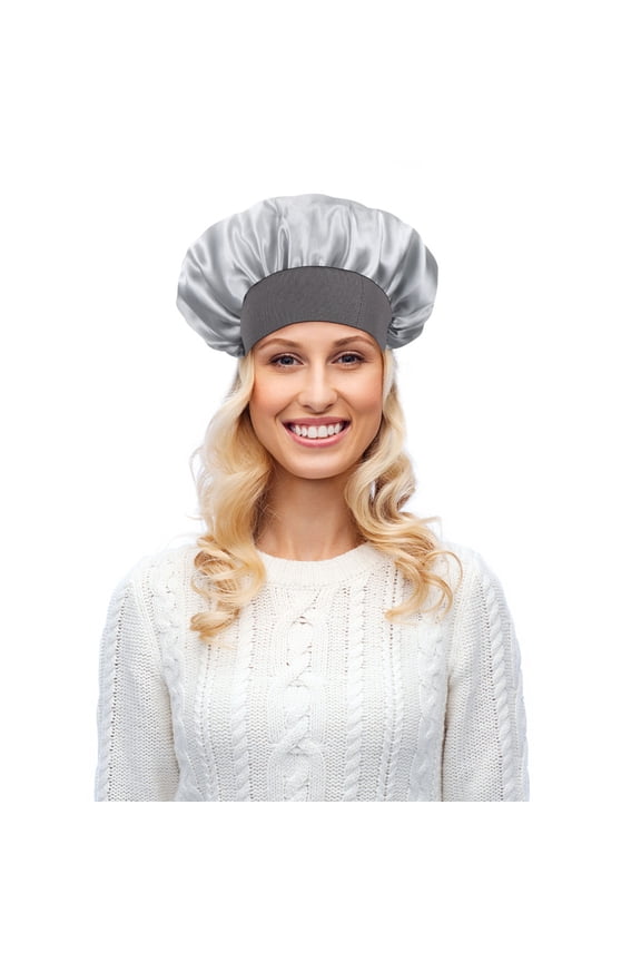 2-Pack Black Elastic Sleeping Caps Wide Side Hair Bonnet for Night Use