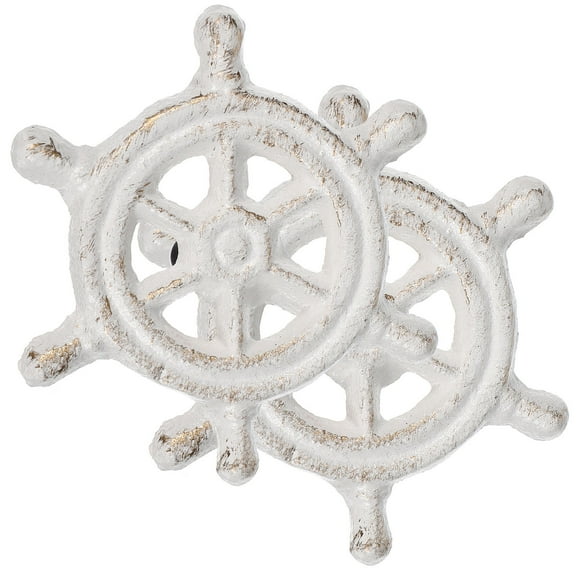 Milisten 2pcs Nautical Beach Dresser Handles Cast Iron White For Home Decoration