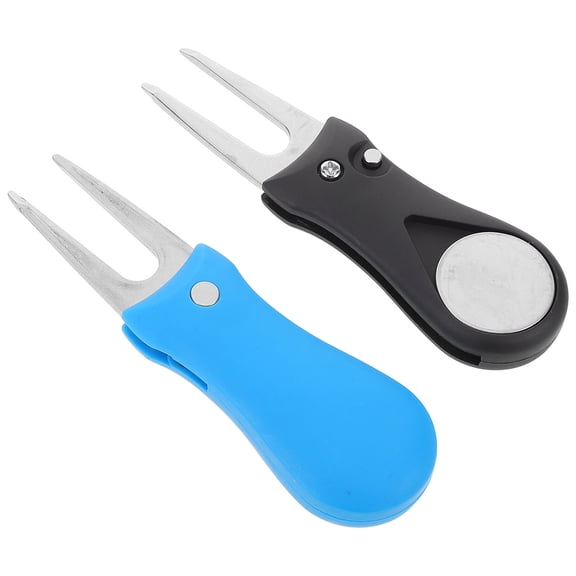 Milisten 2-Pack Golf Divot Repair Tools Metal Forks with Popup Design, Portable Lightweight Grass Repair Accessories for Golfers