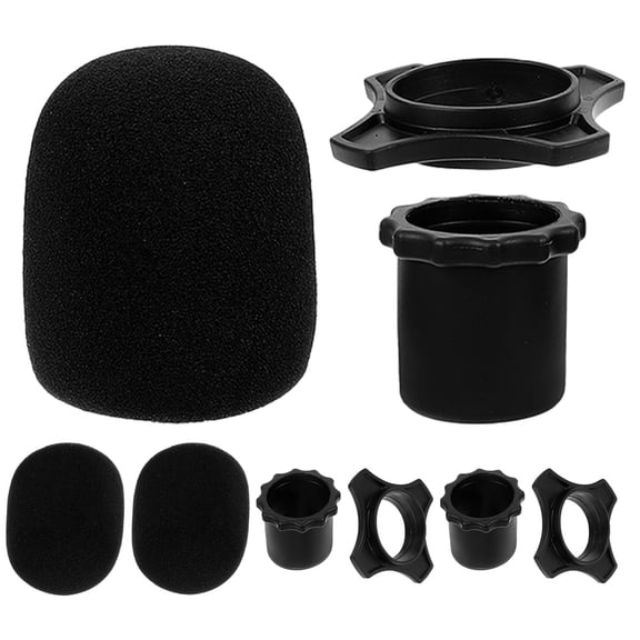 Milisten 3 Sets Sponge Microphone Cover Windproof Elastic Screen for Mics Gaming Black