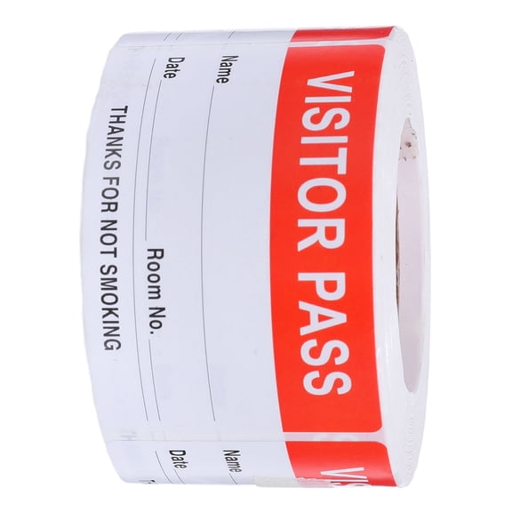 Milisten 300Pcs Adhesive Visitor Badge Stickers Red Clear Identification for Office and Events