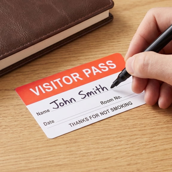 Milisten 300Pcs Red Visitor Pass Stickers Writable Name Tags with Smudge Resistant Surface