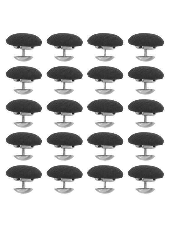 30Pcs Baseball Cap Button Covers Black Cloth Fabric No Sew Replacement Top Hats