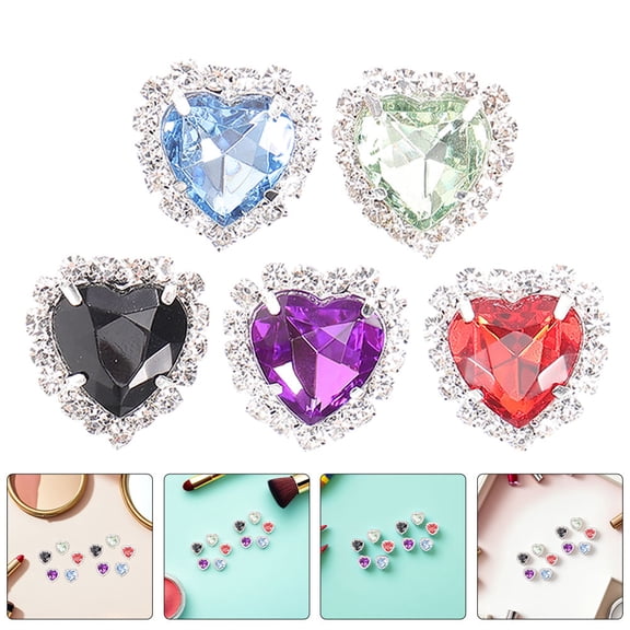 Milisten 30Pcs Assorted Color Heart Rhinestone Buttons for Shoes Handbags and Clothing Decor