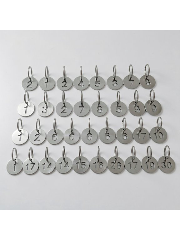 Stainless Steel Numbered Tags Black for Keys and Luggage Organization 30Pcs