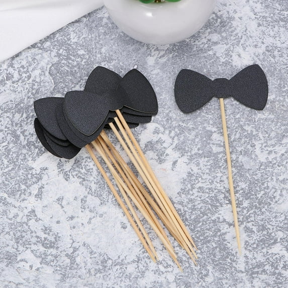 Milisten 31 Pcs Cake Toppers Little Man Hat Bow-knot Cake Picks Fruit Picks Birthday Party Dessert Toppers for Wedding Birthday Favors