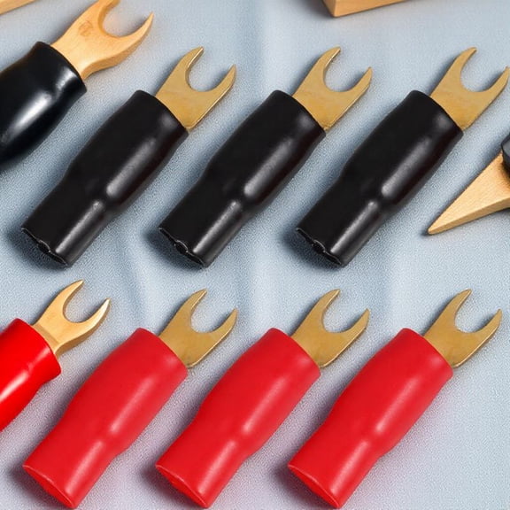 Milisten 3Pairs Assorted Color 0 Gauge Crimp Terminals Copper Fork Connectors for Wiring