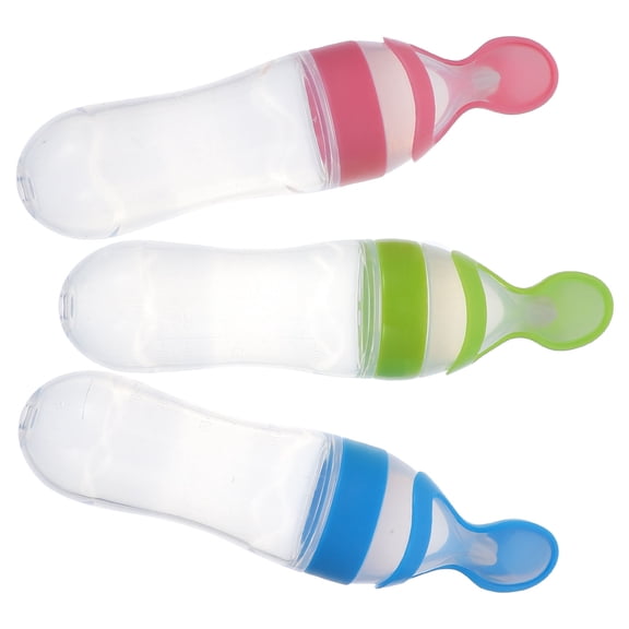 Milisten 3Pcs Squeezing Feeding Bottles Silicone Design for Milk Pureed Food and Formula