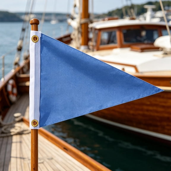 Milisten 3Pcs Blue Nautical Marine Signal Flag Polyester Triangle Pennant with Reinforced Grommets
