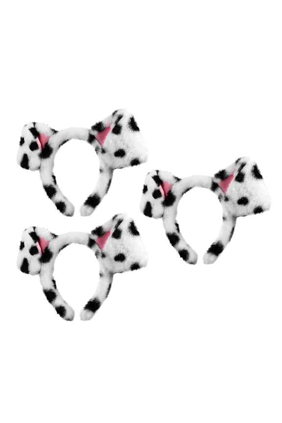Cute Dalmatian Headband Spotted Ears for Parties and Makeup Use 3Pcs