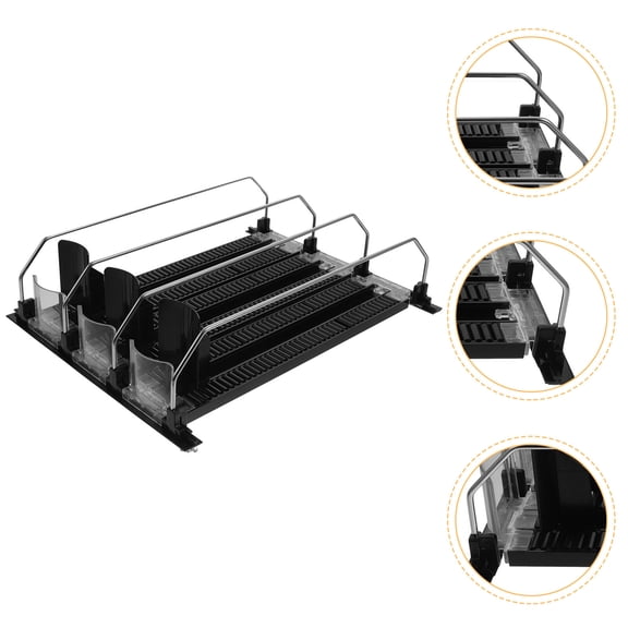 Milisten 3Pcs Drinks Organizer Fridge Pusher Glide Black ABS Rear Card Design for Family Use and Party Occasions