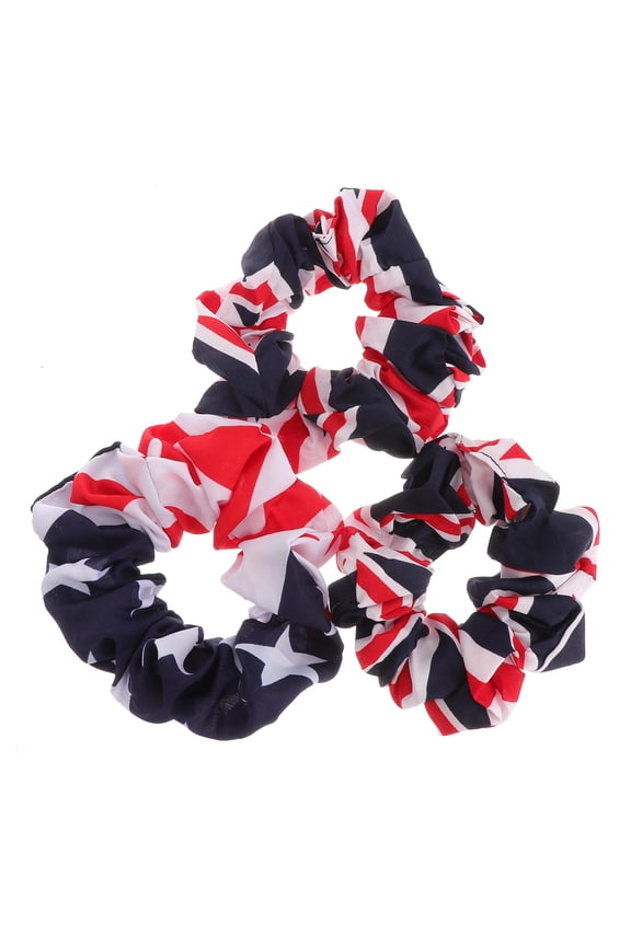 3Pcs Usa Uk Flag Pattern Hair Bands Festival Flag Ropes Flexible Elastic Headbands Assorted Color