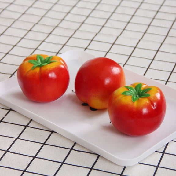 Milisten 3-Piece Red Artificial Tomato Set, Foam Material Realistic Vegetable Models for Kitchen Decoration and Home Display