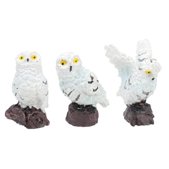 Milisten 3Pcs Miniature Owl Sculpture Micro Landscape Ornament Unique Resin Craft