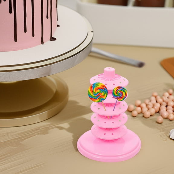 Milisten 3Pcs Multi-Tier Pink Cake Pop Stand with Stable Circular Holes for Dessert Table Decor