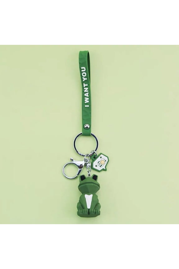 3Pcs Firm Green PVC Frog Keychain with Lanyard for Car Keys and Personal Accessories