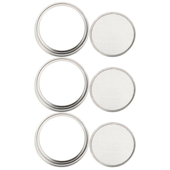 Milisten 3Pcs Plated Silver Stainless Steel Lid Strainer Screens for Sprouting Jars Kitchen Use