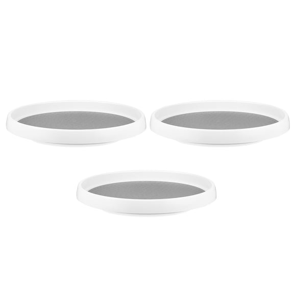 Milisten 3Pcs White Plastic Rotating Spice Tray Household Organizer Multi Function Kitchen Storage