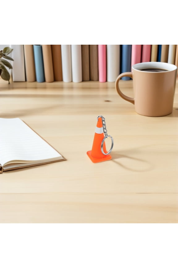 3pcs Mini Construction Cone Keychain Orange Silicone Key Holder for Model Collecting Enthusiasts