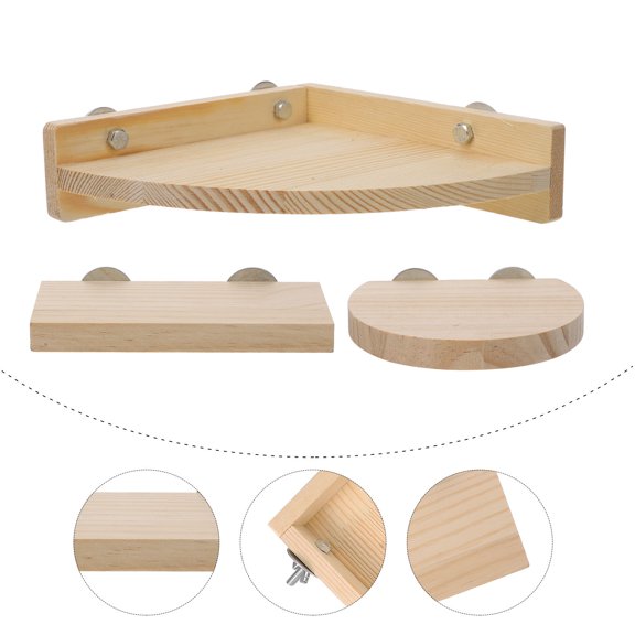 Milisten wooden bird perch Semicircle and Triangle Cage Platform Set 3-Pack