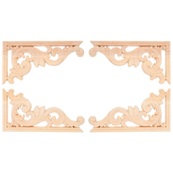 Milisten 4-Piece Wood Cabinet Applique Decals for Home Decoration, 13x6.5x0.8 cm, Stylish Furniture Accents